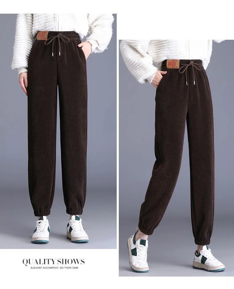 Chenille Fleece-Lined Thick High Waist Jogger Pants for Women. Slimming design, ultimate comfort, and everyday style. — photo 4