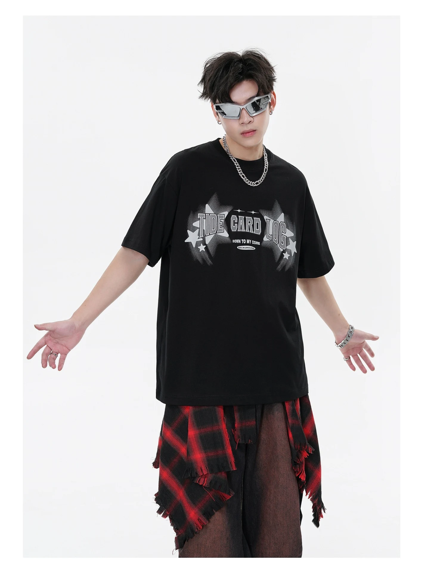 Title 7, Fuzzy Letter Printed Off-shoulder Short Sleeve ...