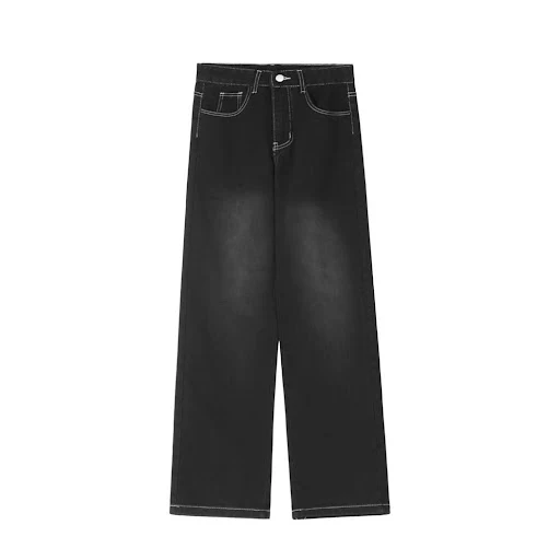 Title 2, Letter Embroidered Straight Jeans For Men. Comf...
