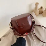 Bolsa feminina mensageiro tipo balde, cor sólida, alça de ombro única. Ideal para uso diário, elegante e prática para diversas ocasiões. — foto 6