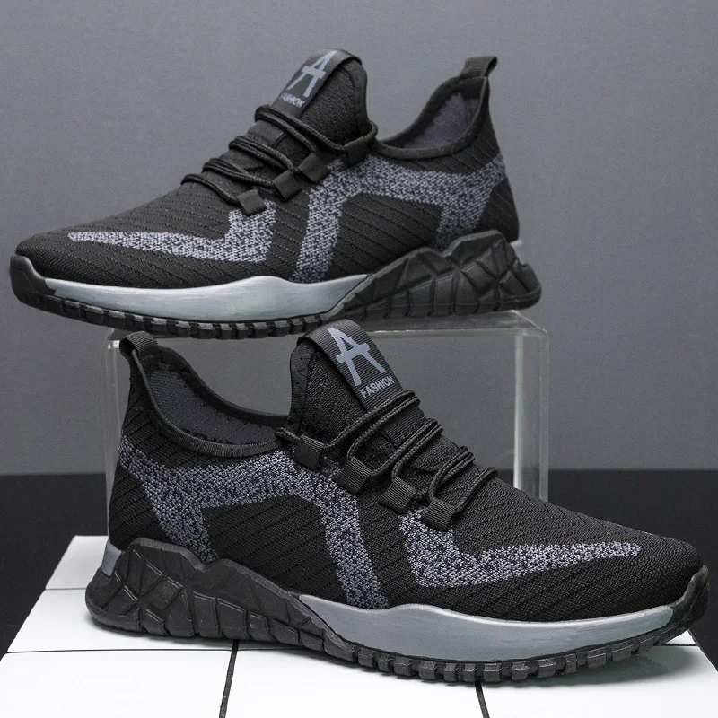 Trendy hardloopschoenen voor studenten, vliegend gebreid, sportschoenen voor heren. Lichtgewicht en ademend voor optimaal comfort. — foto 5