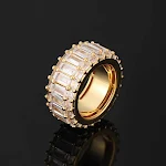 Anel masculino de zircônia quadrada de três fileiras personalizado, moda fashion. Um acessório único e elegante para expressar seu estilo pessoal. — foto 8
