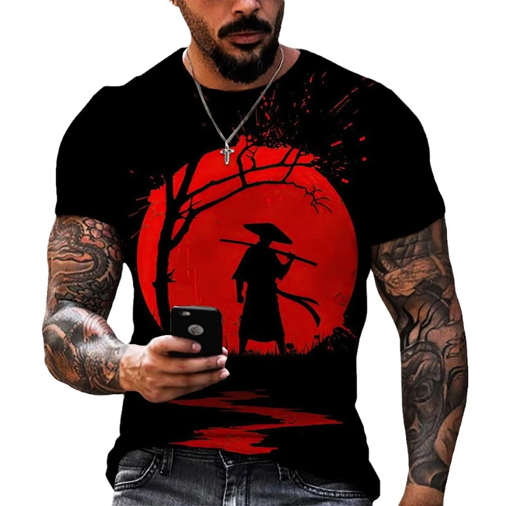 Camiseta Masculina Ninja Estampada Verão Manga Curta Casual Top Confortável e Leve Estilo Moderno e Despojado Ideal para o Dia a Dia — foto 2