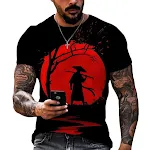 Camiseta Masculina Ninja Estampada Verão Manga Curta Casual Top Confortável e Leve Estilo Moderno e Despojado Ideal para o Dia a Dia — foto 2