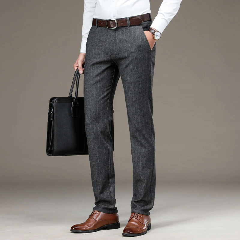 Men's Casual Striped Suit Trousers Comfortable and Stylish Perfect for Everyday Wear and Special Occasions Modern Design — photo 4