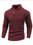 Men's Slim Turtleneck Sweater With Button Design, Fashion Casual Solid Color Pullover Top. Stylish and comfortable, perf — photo 9