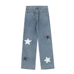 Women's five-pointed star embroidered loose straight jeans. Comfortable, stylish and perfect for everyday casual wear. — photo 7