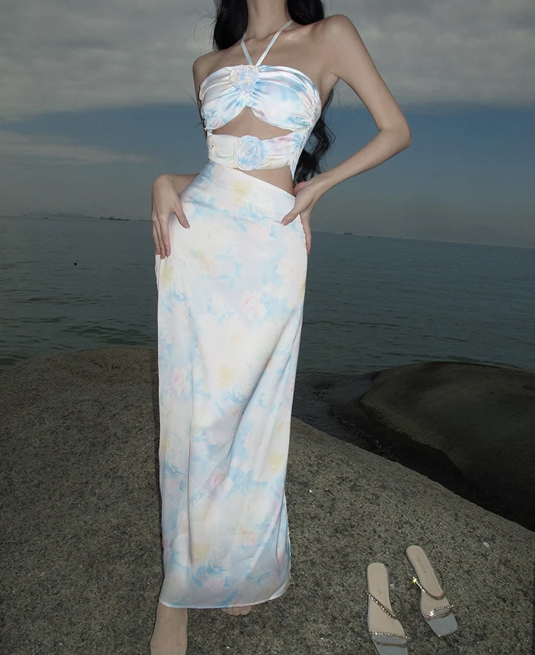 Title 10, Vestido de praia Sanya Wear Halter Rose Sling p...