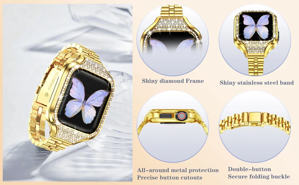 Pulseira para smartwatch com três pequenos diamantes. Design elegante e ajuste perfeito para uso diário ou em ocasiões especiais. — foto 3