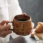 Japanese Retro Stoneware Coffee Color Large Size Milk Breakfast Cup. Enjoy your morning drinks in style. Perfect for mil — photo 5