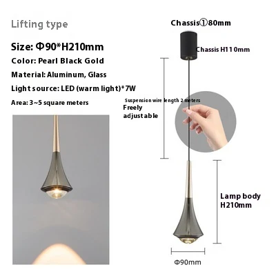 Modern Minimalist Adjustable Bedroom Bedside Chandelier. Provides perfect, customizable lighting for your bedroom space. — photo 4