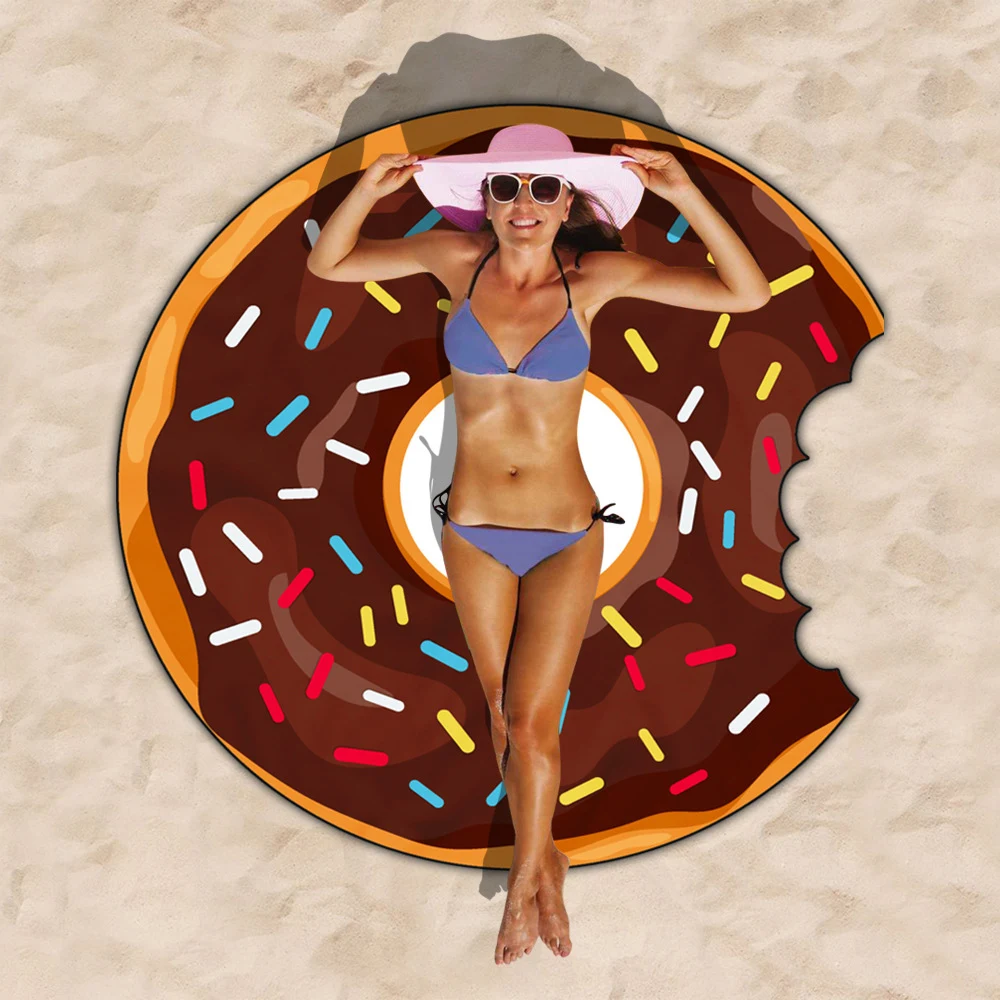 Toalha de praia de microfibra estilo donut, macia, absorvente, de secagem rápida, compacta e perfeita para praia, piscina e viagem. — foto 5