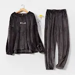 Dames modieuze warme koraal fluwelen pyjama homewear set Zacht en comfortabel voor gezellige nachten Ideaal om in te loungen — foto 4