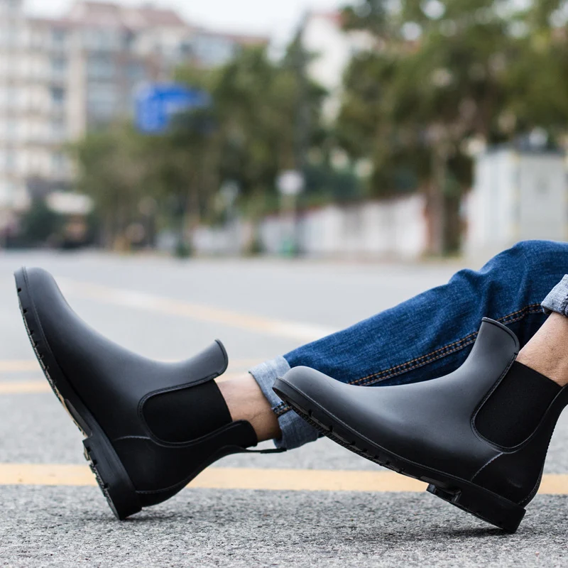 Men's Low-top Rain Boots Fashion Waterproof Chelsea Water Shoes provide style and protection, keeping your feet dry and — photo 5