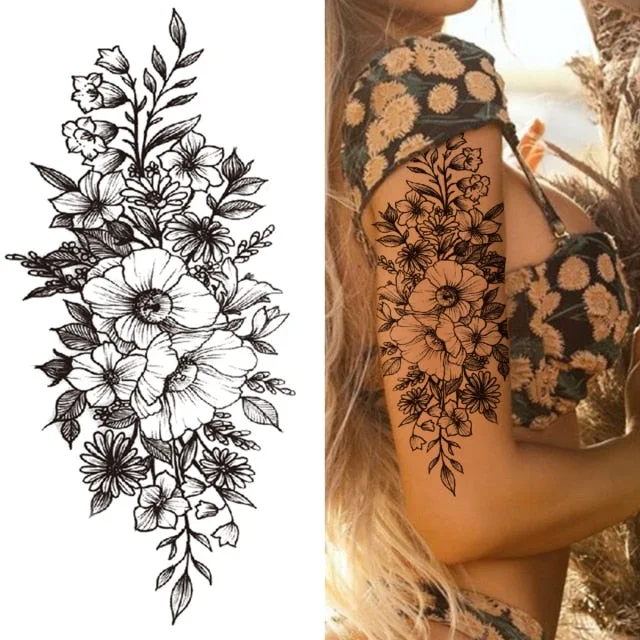Adesivo de tatuagem pequeno de braço inteiro com totem colorido, arte corporal temporária, fácil aplicação e visual impactante. — foto 1