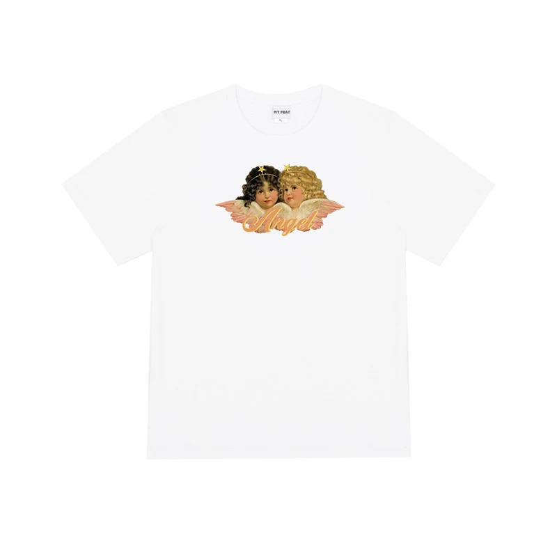 Title 5, Camiseta de manga curta com estampa de anjo, to...