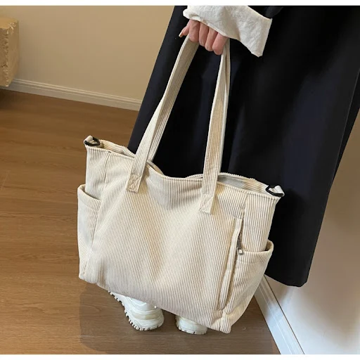 Title 21, Corduroy tas voor dames, grote capaciteit, nieu...