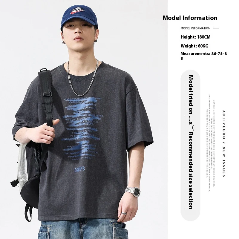 Camiseta Americana Estampada Solta Casual Conforto e Estilo para o Seu Dia a Dia. Desfrute do Caimento Relaxado e da Liberdade de Movimentos. — foto 2