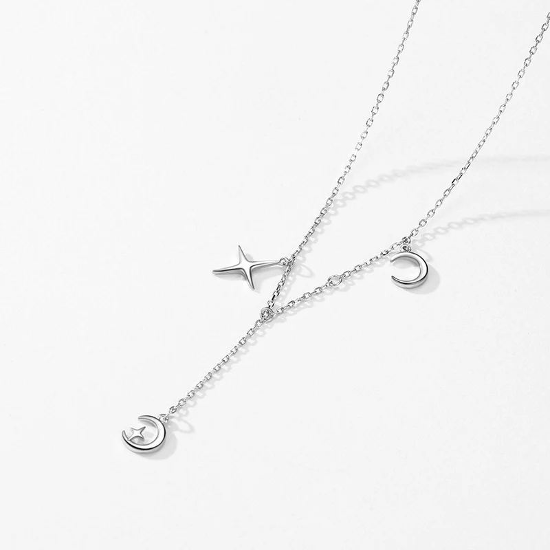 Corrente de clavícula Fashion Wild com estrela, lua e luz. Um acessório charmoso que ilumina o seu colo, perfeito para um visual sofisticado e moderno. — foto 7