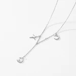 Corrente de clavícula Fashion Wild com estrela, lua e luz. Um acessório charmoso que ilumina o seu colo, perfeito para um visual sofisticado e moderno. — foto 7