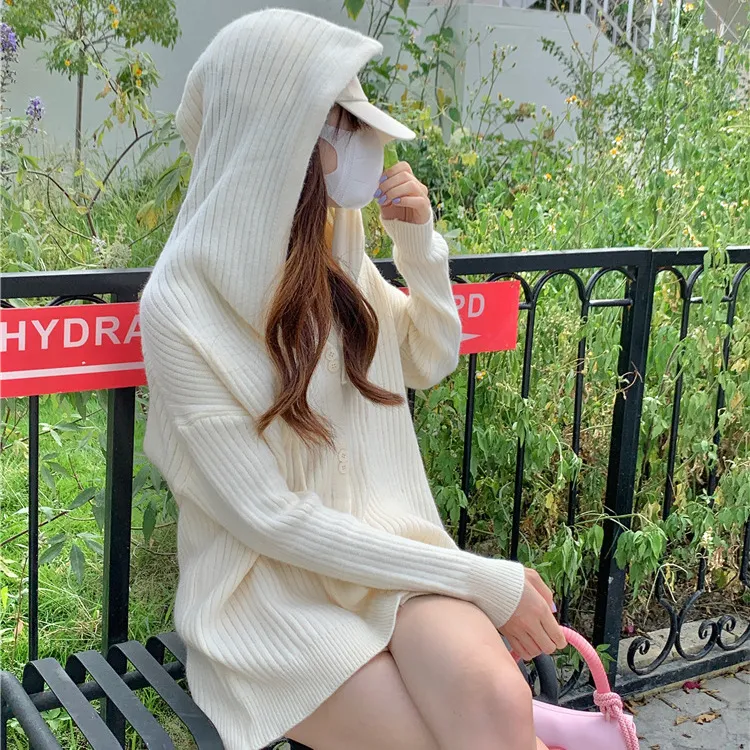 Title 2, Simple Solid Color Loose Hooded Sweater offers ...