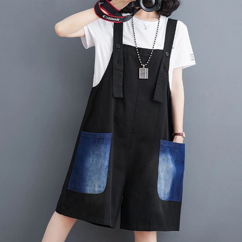 Title 2, Fashion Large Contrast Denim Strap Pants