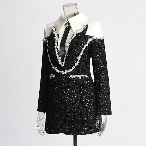 Title 16, Ladies Fashion New Sequins Contrasting-color Dress
