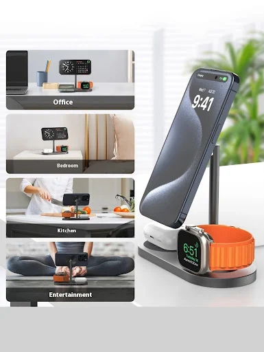 Title 2, Magnetic Fast Charging Three-in-One Wireless Ch...