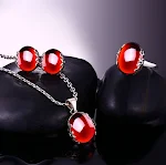 Conjunto de joias em prata S925 com zircônia vermelha retrô para noivas, moda de luxo. Joias de prata no atacado, ideal para casamentos. — foto 4