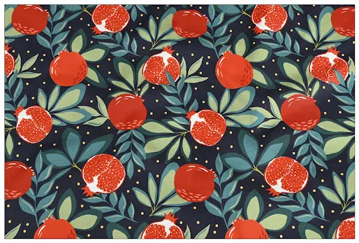 Title 2, Fine Canvas Nordic Pomegranate Printed Cotton F...