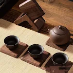 Black Walnut Solid Wood Square Tea Cup Coaster Heat Insulation Pad Non-slip. Protect your surfaces from heat and spills — photo 9