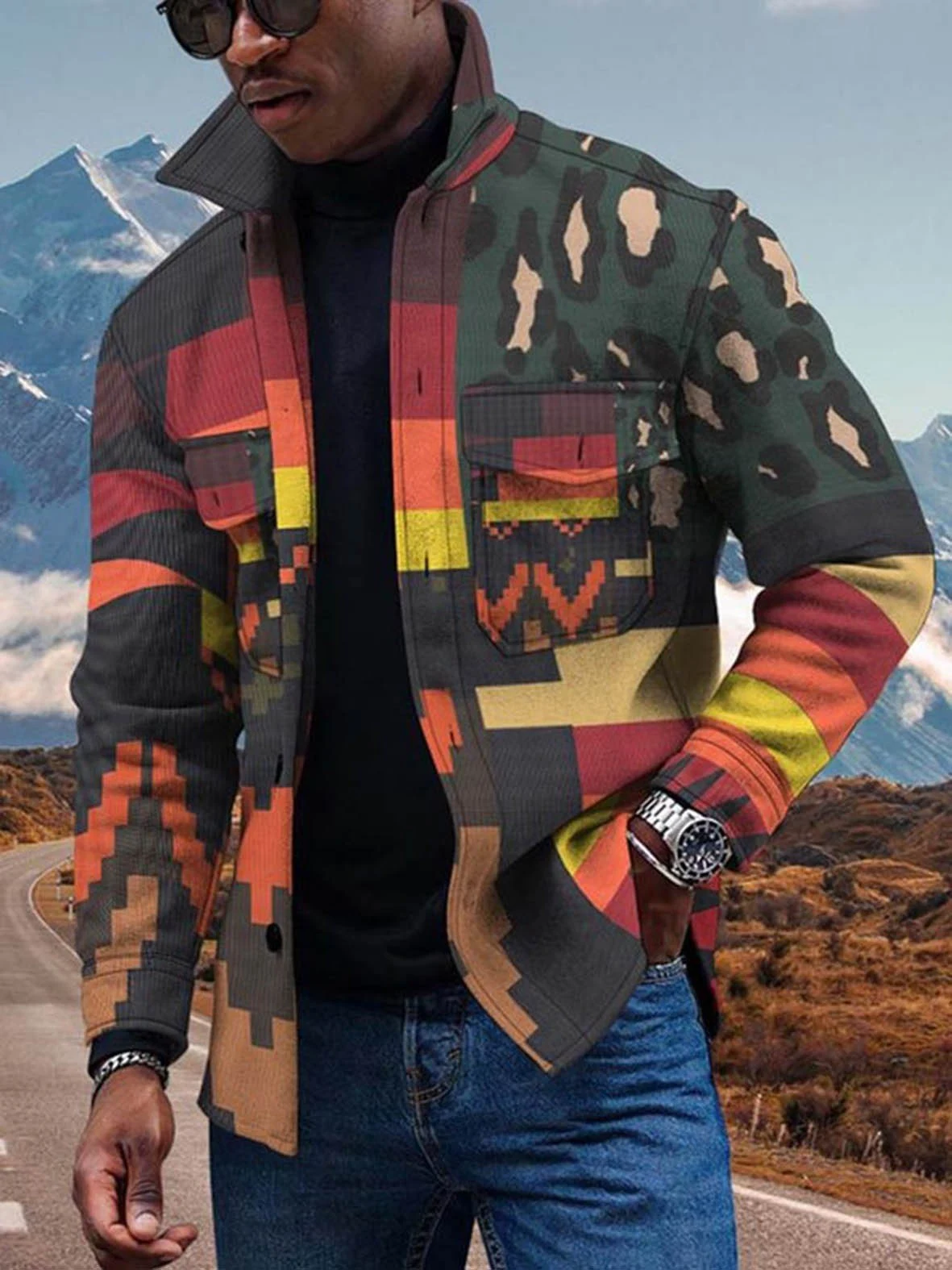 Novo Casaco com Estampa Digital 3D de Botão com Mudança Gradual de Cor, Cardigã Colorido, Adicione Estilo e Cores Vibrantes ao Seu Guarda-Roupa Diariamente. — foto 3