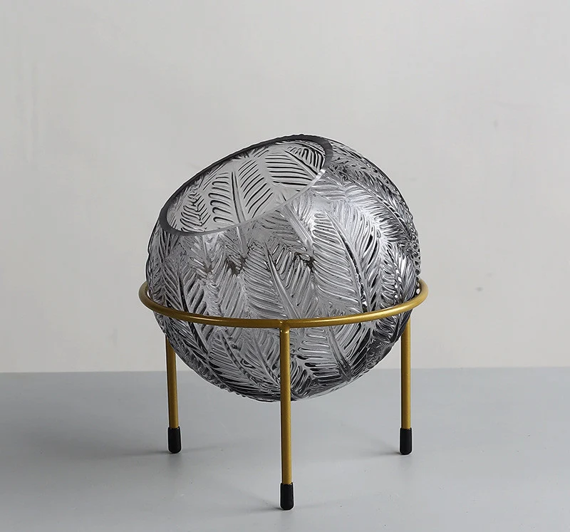Title 2, Glass Fruit Tray Spliced Transparent Metal Tray...