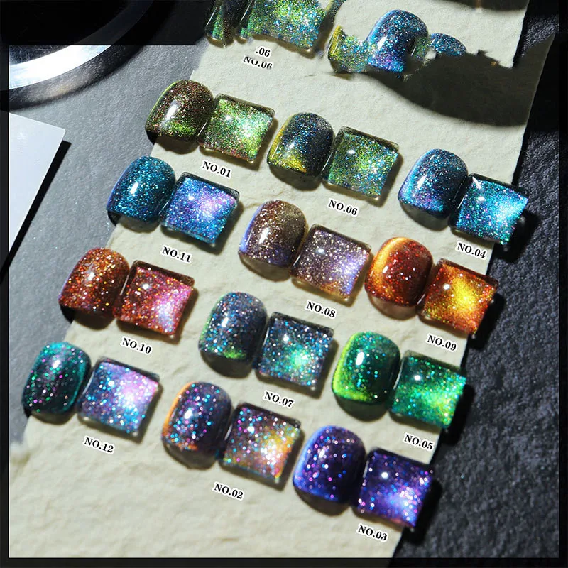 Aurora Mystical Galaxy Cat-Eye glanzende gel nagellak voor magische galaxy-effecten, duurzame en schitterende manicure. — foto 3