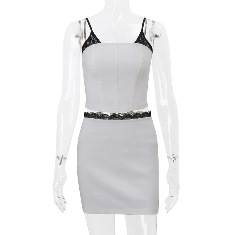 Sexy Lace Splicing Sling Skirt Suit for Women, Elegant and Sensual Outfit for Special Occasions, Flattering Design to En — photo 2