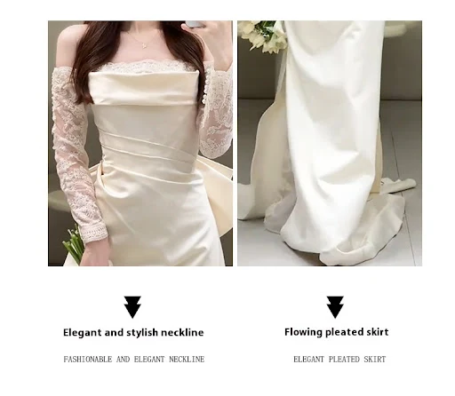 Title 3, Off-shoulder lichte trouwjurk bruids eenvoudige...