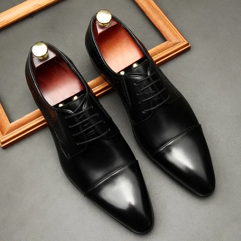 Title 4, Sapatos masculinos formais europeus de couro co...
