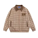 Jaqueta americana xadrez masculina, uniformes de beisebol, gola lapela de couro PU, design moderno e elegante para um visual estiloso. — foto 13