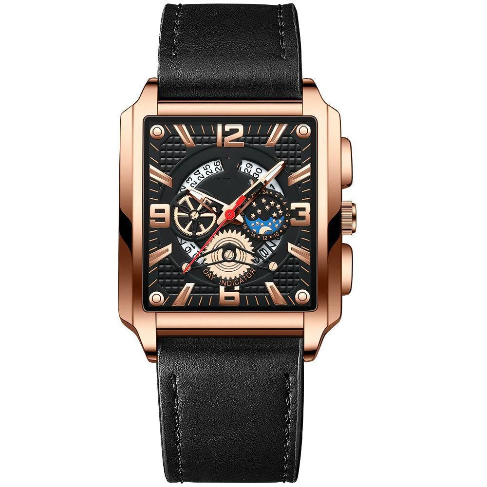 Title 6, Reloj de hombre vintage cuadrado con calendario...