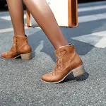 Women's carved thick heel ankle boots, for comfort and style. Perfect for everyday wear, these boots elevate any outfit — photo 7