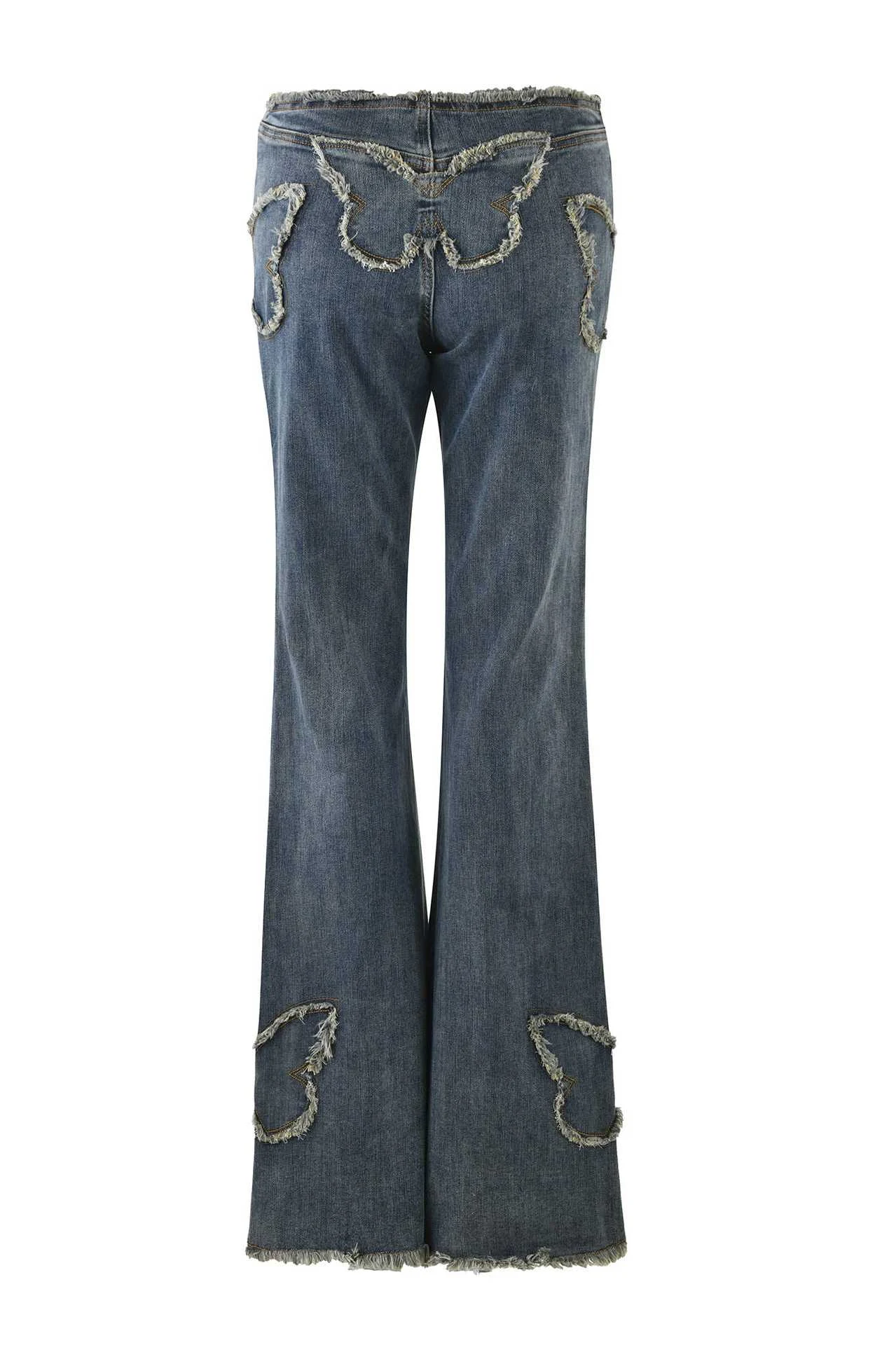 Title 5, Womens Butterfly Embroidered Slim Fit Retro Je...