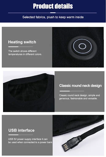 Title 6, USB electric heating long sleeve sweater