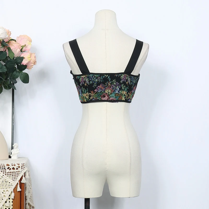 Title 5, Gilet corto da donna vintage con stampa a olio,...