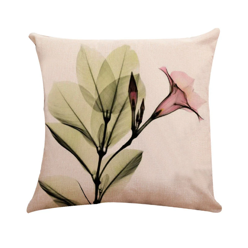 New modern and simple ink painting flower linen hug pillowcase, tulip pillow cushion cover, fashionable home decor. — photo 7