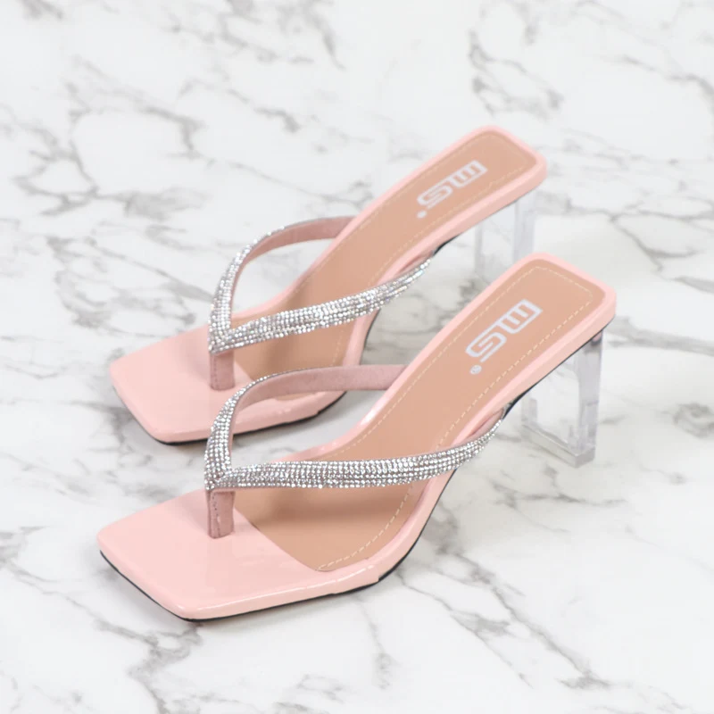 Title 2, Womens Square Toe Rhinestone High Heel Sandals...