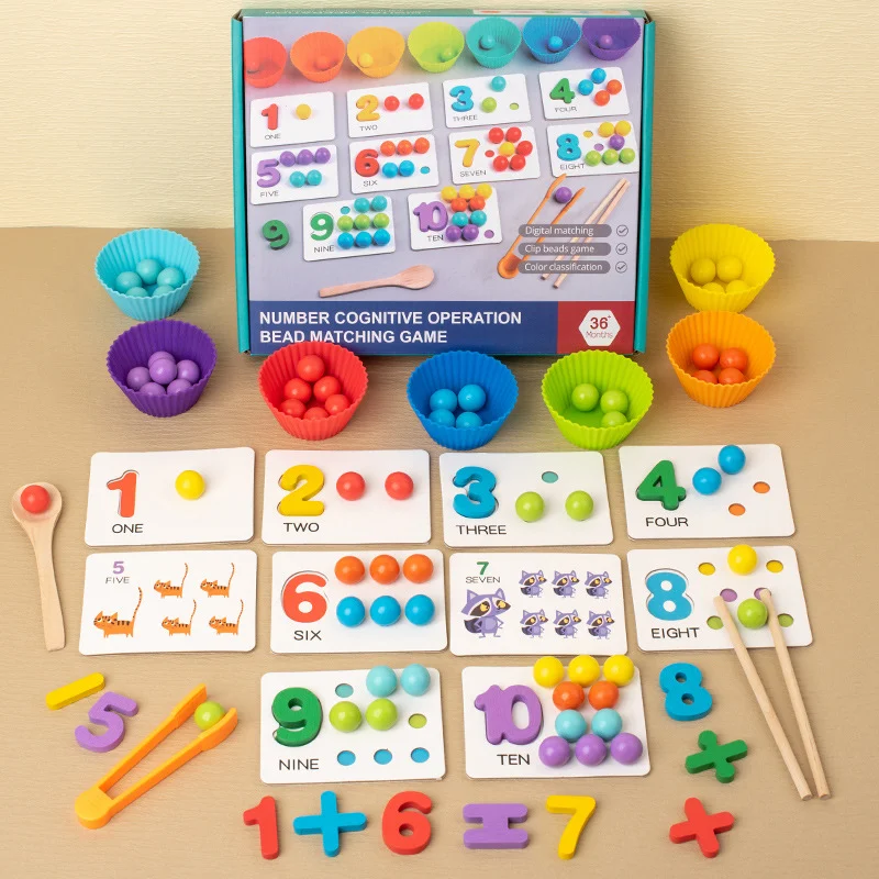 Ferramentas Montessori de Matemática para Bebês Quebra-Cabeça Digital Emparelhamento Cognitivo Contas de Clipe Inteligência Fina Infantil — foto 10