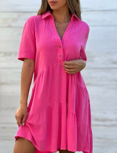 Title 6, Womens Fashion Loose Solid Color Polo Collar C...