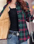 Nuova calda camicia a quadri da donna plus velluto spessa stile britannico slim manica lunga perfetta per l'inverno — foto 12