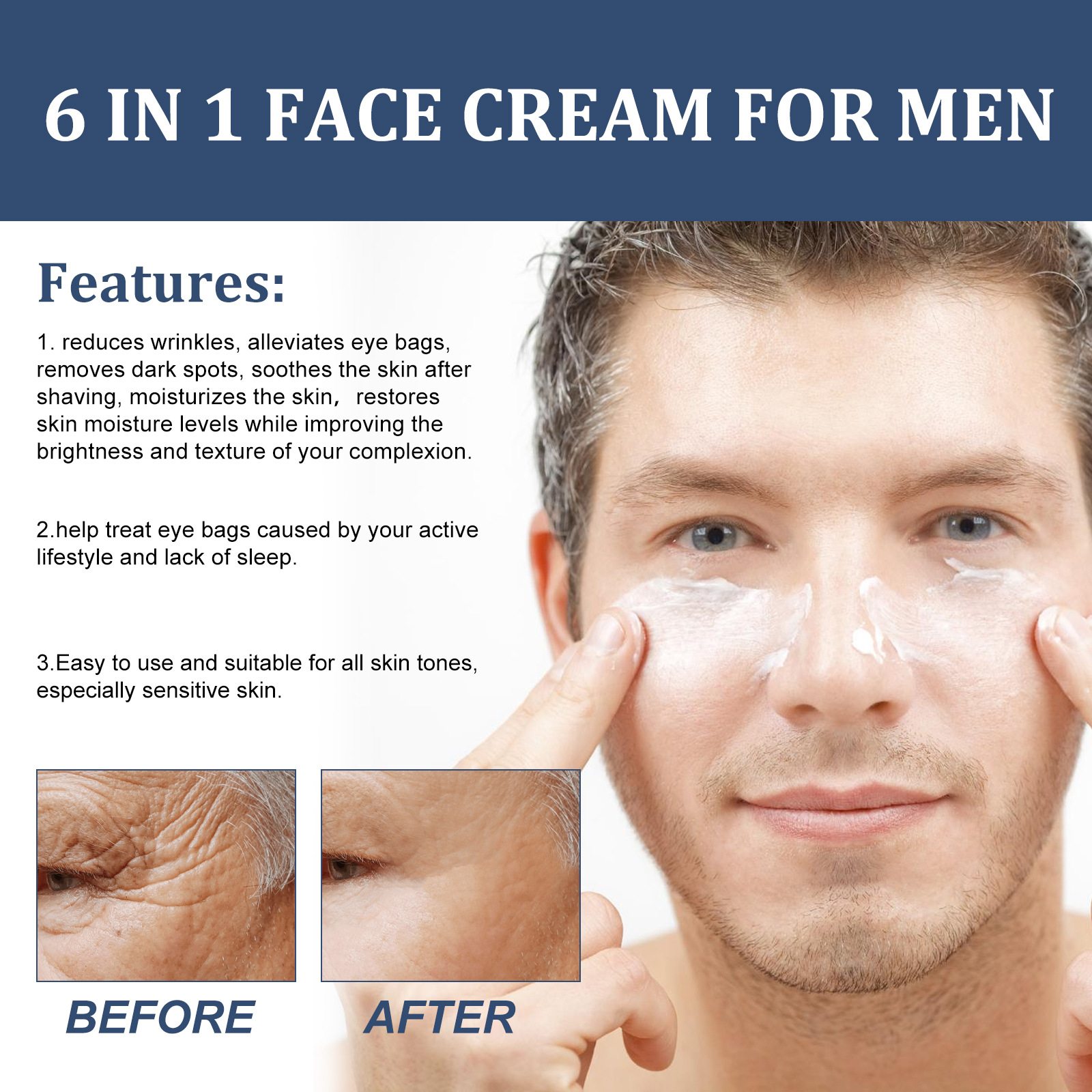 Title 8, Creme Hidratante Facial Masculino Redutor de Li...
