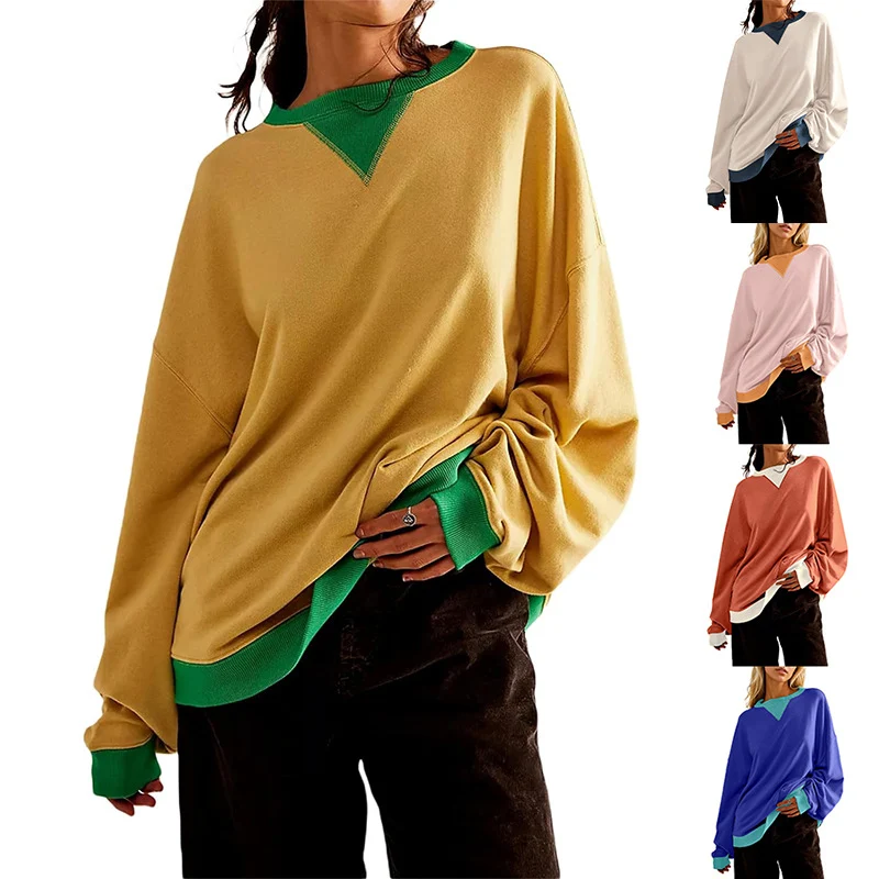 Suéter suelto casual de color en contraste para mujer — foto 10